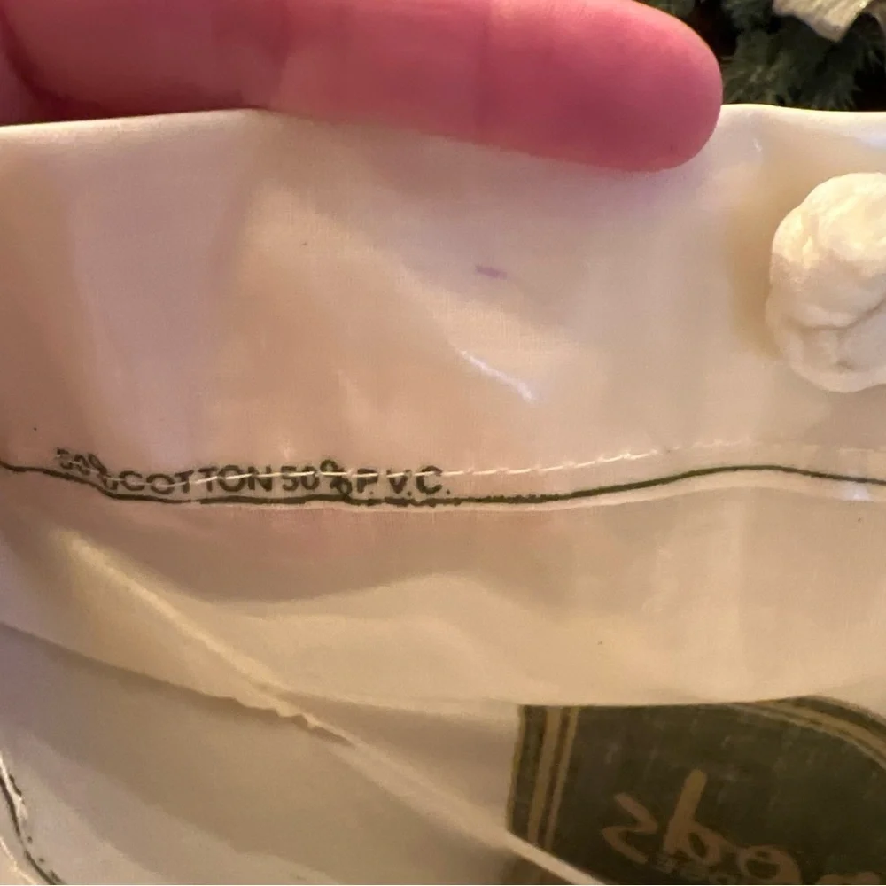 Vintage HARRODS Knightsbridge Cotton/PVC Coated Shopping Tote Bag White Rope